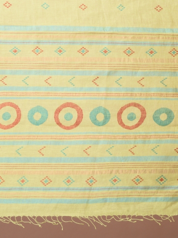 Lemon Green Hand woven Linen with Zari border 2