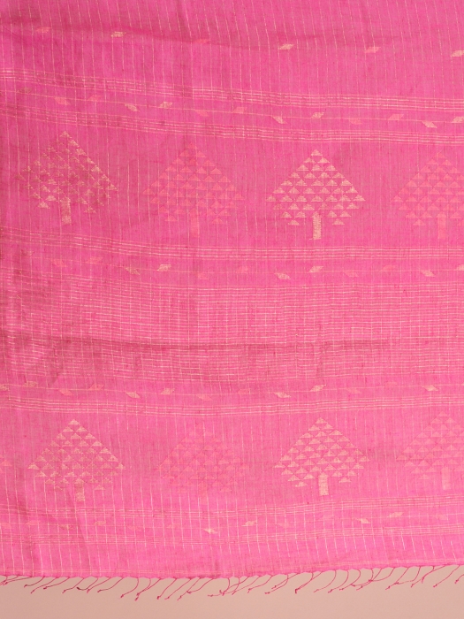 Pink Linen Saree With Woven Designs 2