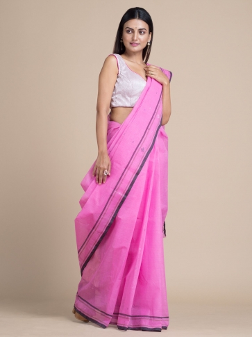 Taffy Pink Pure Cotton Saree With Woven Designs 0