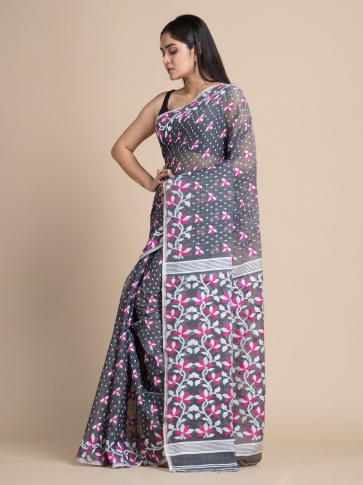 Anchor Grey Jamdani Saree With Woven Designs 0