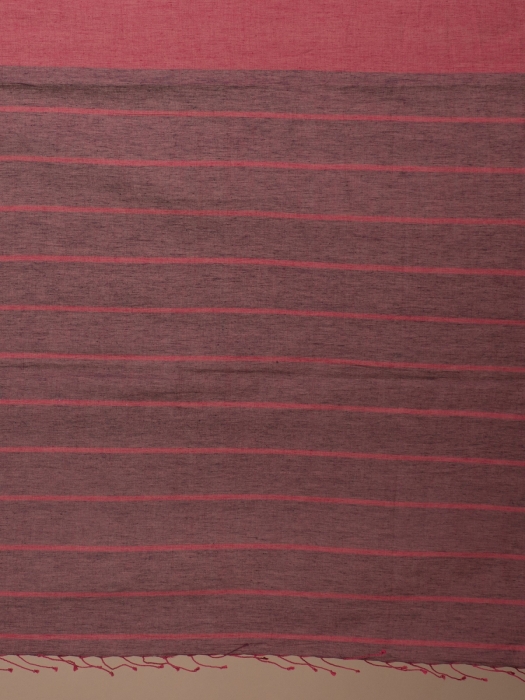 Maroon Pure Cotton Saree With Striped Designs 2