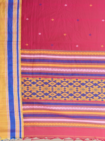 Rani Pure Cotton Hand woven saree with Multicolor border 2