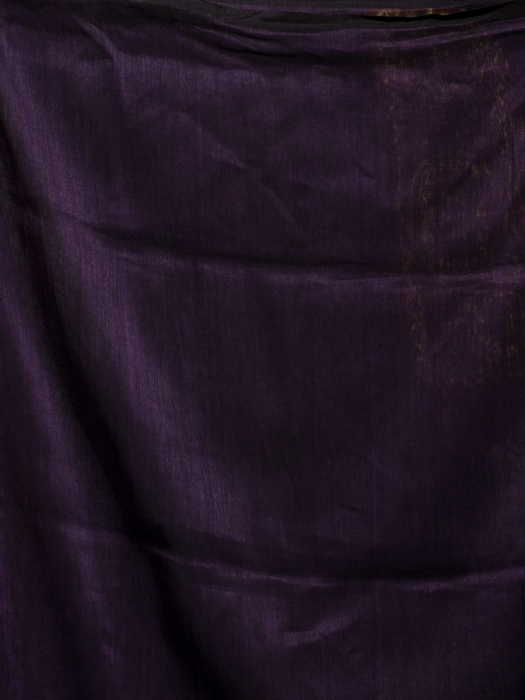 Violet organic Linen hand woven saree with floral work all over 2
