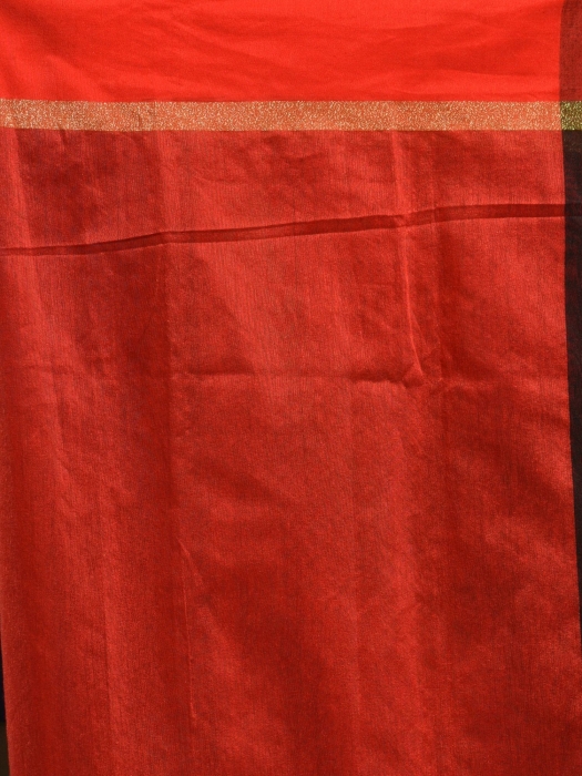 Black Blended Cotton hand woven saree with Red border 2