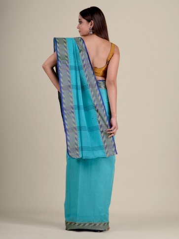 Blue handwoven cotton saree 2
