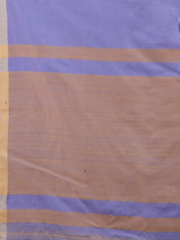 Steel Blue Silk Cotton kota checks handwoven saree with Tusser border 0