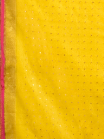 Yellow Silk Matka handwoven saree with sequine 1