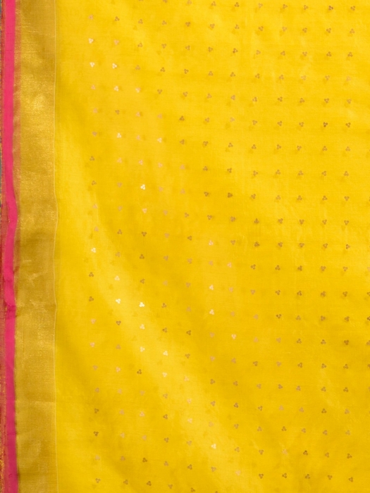 Yellow Silk Matka handwoven saree with sequine 1