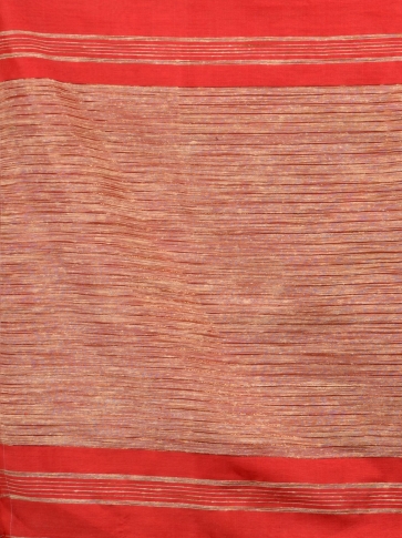 Orange Blended Cotton handwoven saree 2
