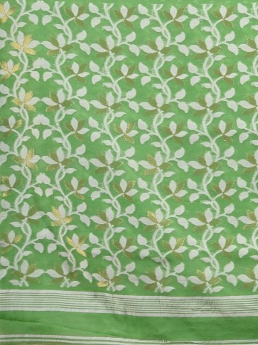 Green Silk Cotton handwoven Jamdani Saree 1