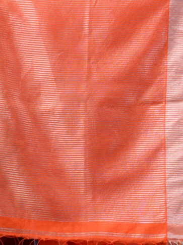 Orange Silk Cotton Jamdani work Handloom Saree 2