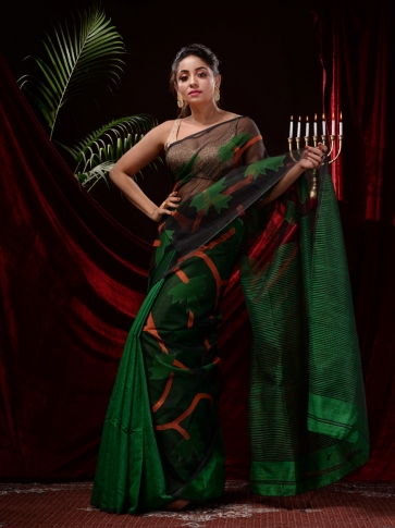 Multi Blended Matka Silk Handwoven Jamdani Work Saree 1