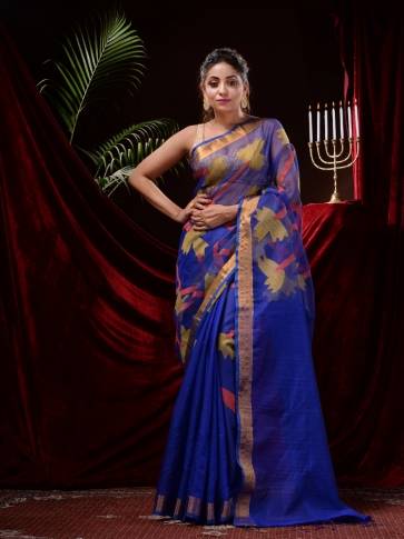 Multi Blended Matka Silk Handwoven Jamdani Work Saree