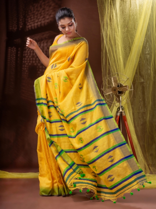 Blended Cotton Tissue Bengal Handloom Saree 1