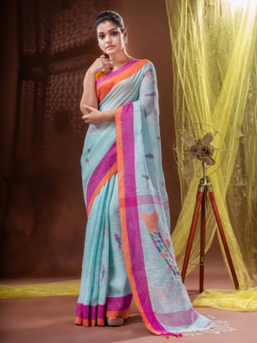 Pure Linen Bengal Handloom Saree 0