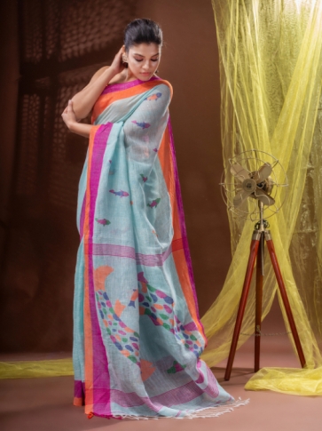 Pure Linen Bengal Handloom Saree 1