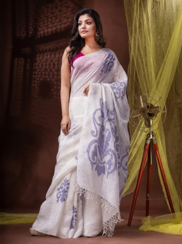 Pure Linen Bengal Handloom Saree