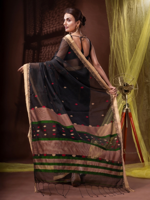 Silk Cotton Bengal Handloom Jamdani Work Saree 1