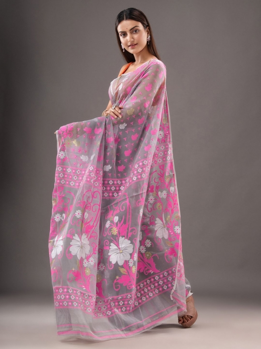 Silk Cotton  buti work  Jamdani Saree 0