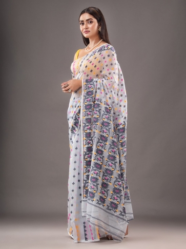 Silk Cotton  buti work  Jamdani Saree 1